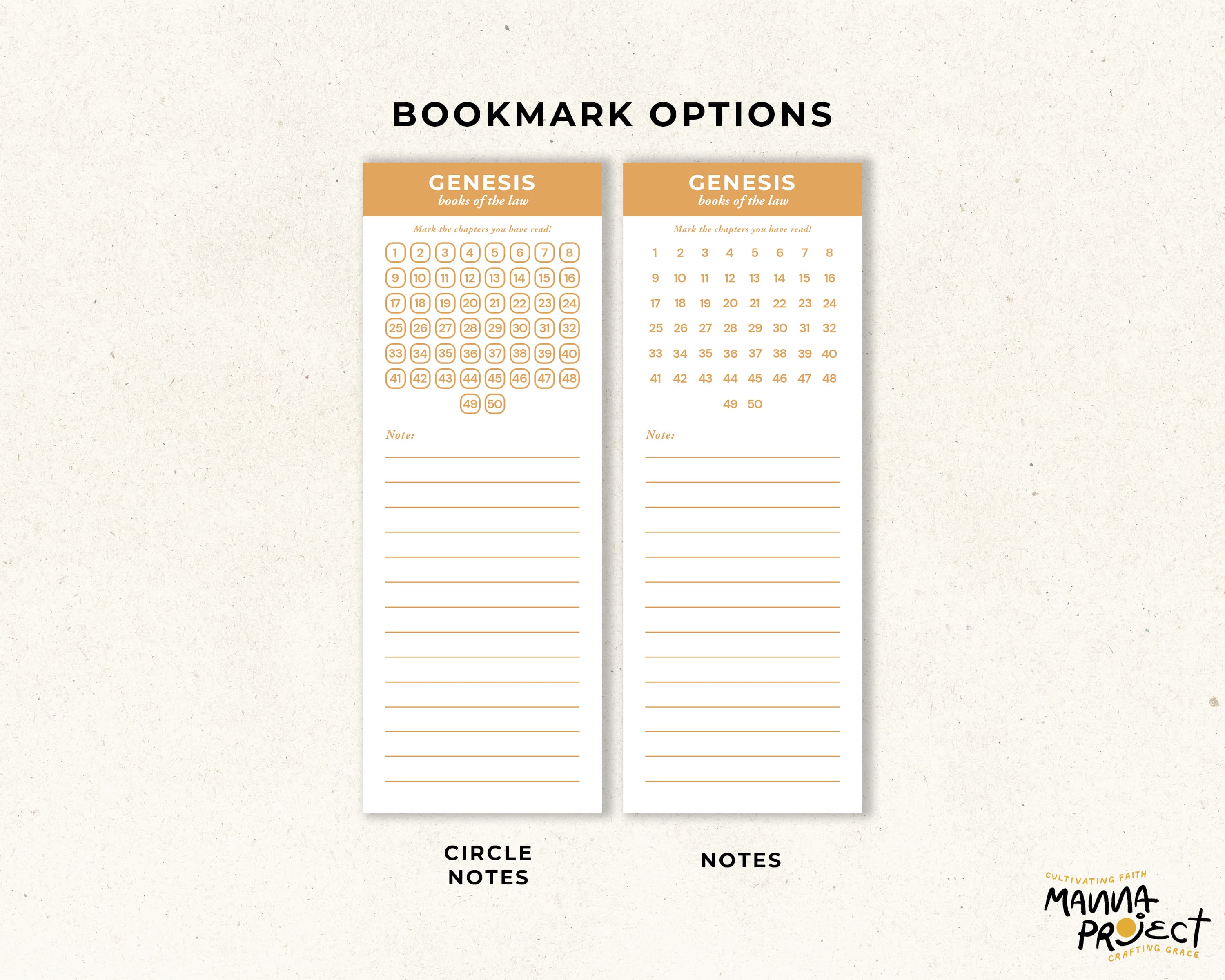 The two notes bookmark options