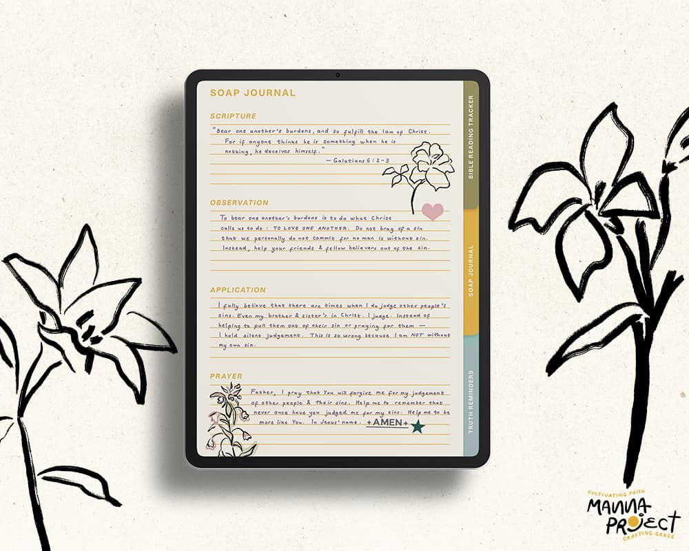 Floral stickers on a S.O.A.P. journal page